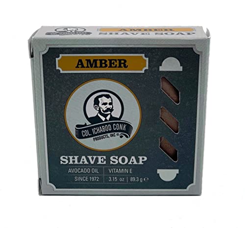 Colonel Conk Amber Shave Soap Super Bar - Moisturizing 3.15 oz Shaving Puck