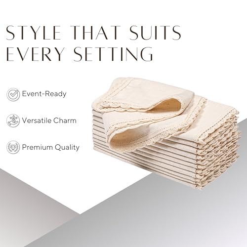 Oversized Cloth Napkins Set of 4 - 20x20 Natural Flax-Cotton