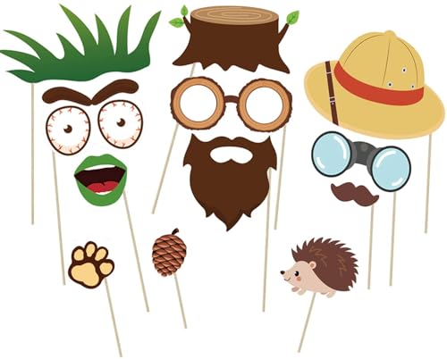 44 Pcs Woodland Animals Photo Booth Props for Kids' Parties