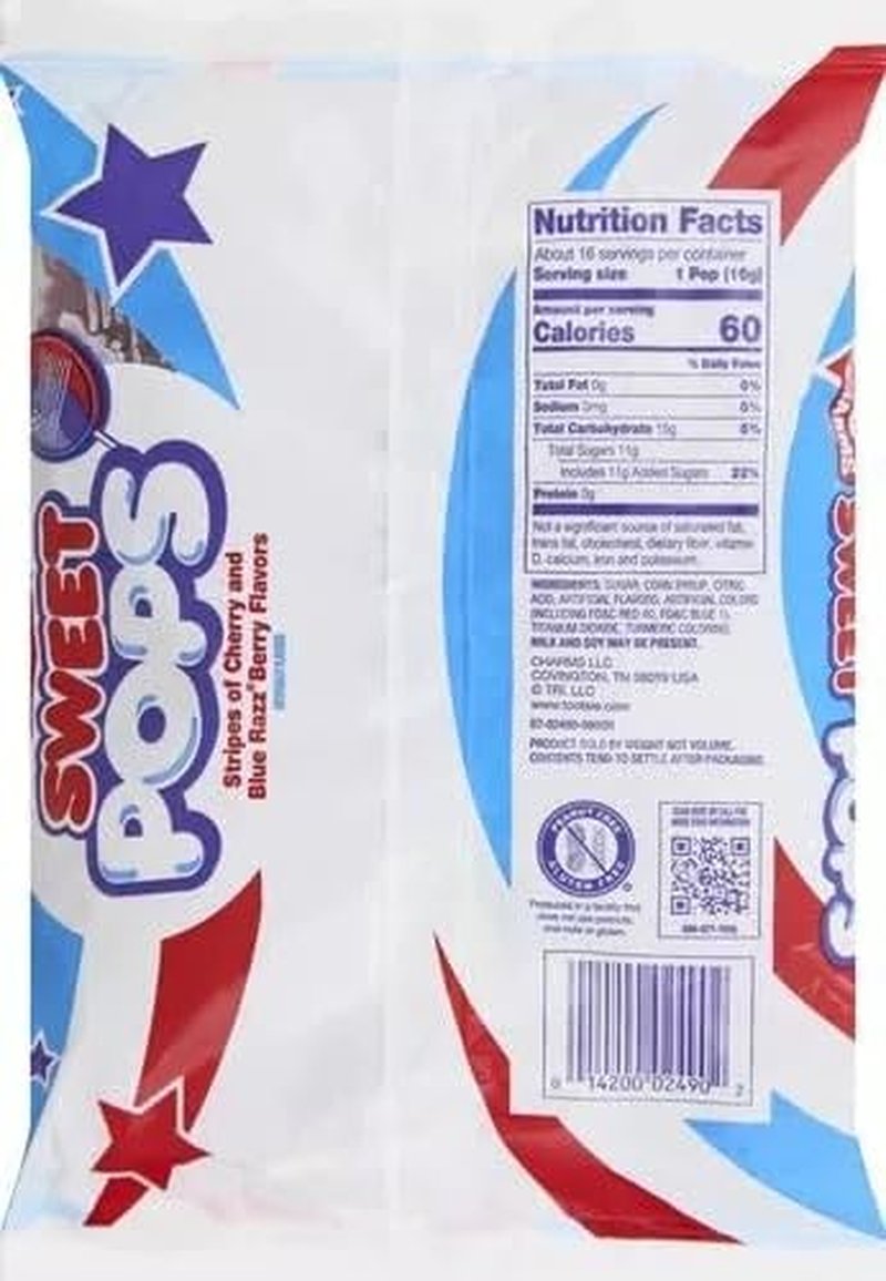 USA Flag Charms - Patriotic Sweet Pops Candy | 9 oz Bag, 15 Count, Red, White & Blue