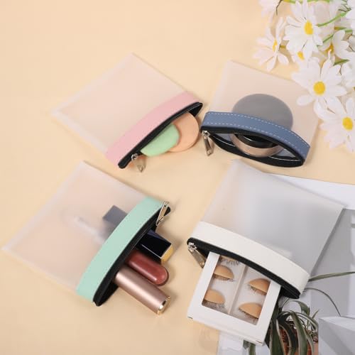Mini Clear Makeup & Cosmetic Zipper Pouch Set – Waterproof Travel Organizer, 4 Pack