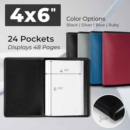 Dunwell 4x6 Photo Album & Art Portfolio Binder with 24 Sleeves