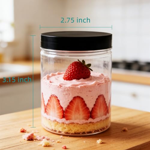 8oz Plastic Jars with Lids - 12 Pack Clear Storage Containers