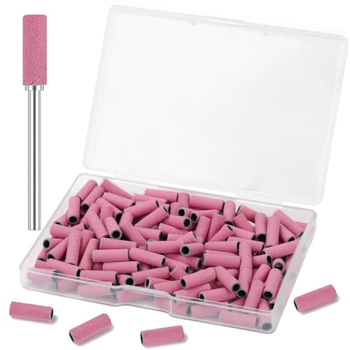 100 Pcs Pink 240 Grit Mini Sanding Bands for Nail Drill