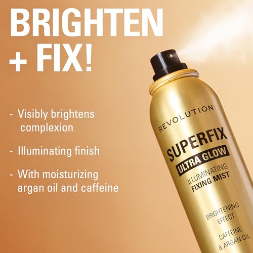 Revolution Superfix Glow Fixing Mist - Shimmer Makeup Setting Spray 5.07oz