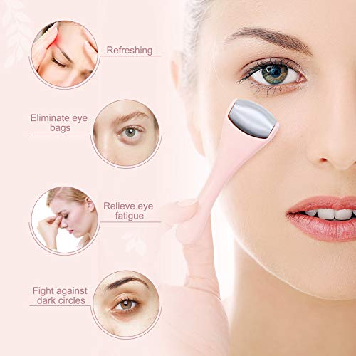 MAANGE Pink 2-Piece Stainless Steel Face & Eye Ice Rollers for Puffiness Dark Circles Migraine Relief