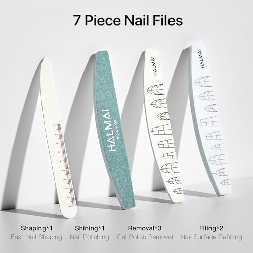Halmai 7-Piece Professional Nail File Buffer Kit for Natural & Acrylic Nails