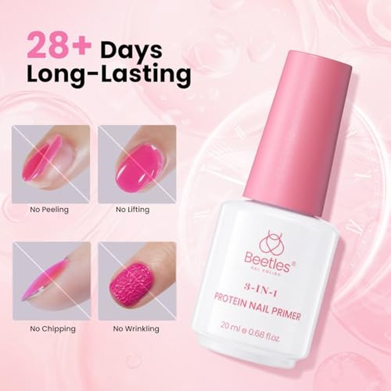 Beetles Protein Nail Dehydrator - 3-in-1 HEMA-Free Primer & Gel Glue | 15ml, Enhances Adhesion & Removes Excess