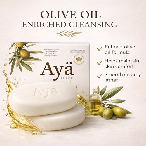 KreaSHen Aya Olive Oil Soap Bar 3-Pack | Natural Vegetable-Based Cleanser