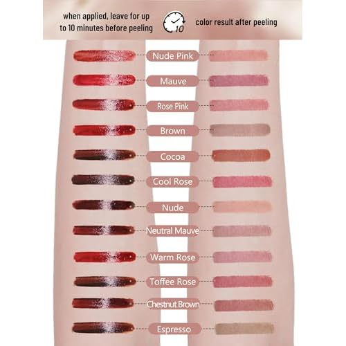 Lip Stain Peel Off Lip Liner Stain with Tweezer, Long Lasting Matte Lip Tint Tattoo, Highly Pigmented Color Lip Makeup, Waterproof Lipstick, Transfer-proof Lipstain for Women, Nude Pink