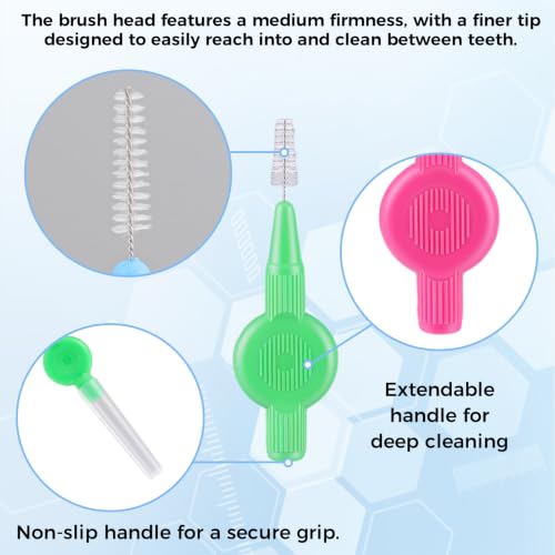 30 Pieces Interdental Dental Brush Set for Oral Cleaning - 7 Sizes, Family Pack