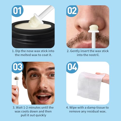 Galdino Nose Wax Sticks Kit - 50 Pcs for Facial Hair Removal