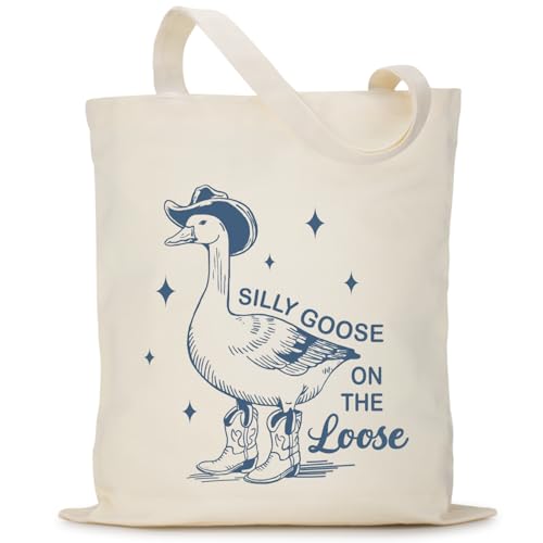 Silly Goose Canvas Tote Bag - Cute Reusable Bag for Goose Lovers