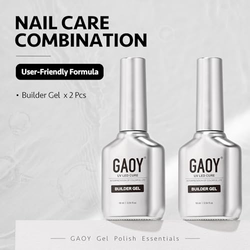 GAOY 2 Pcs 16ml Clear Nail Builder Gel for Strengthening & Extension, UV Cure