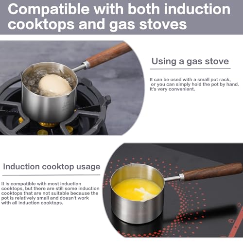 Stainless Steel Mini Pot - 8.5oz Butter & Milk Warmer with Dual Spouts
