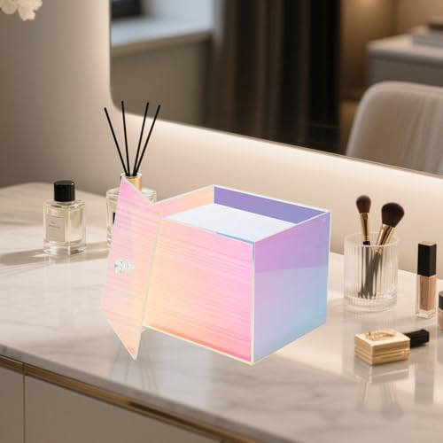 Acrylic Disposable Face Towel Holder - Rainbow Countertop Storage Box