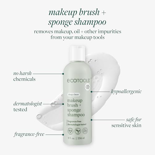 EcoTools Makeup Brush and Sponge Shampoo, Fragrance-Free, 16 Fl Oz
