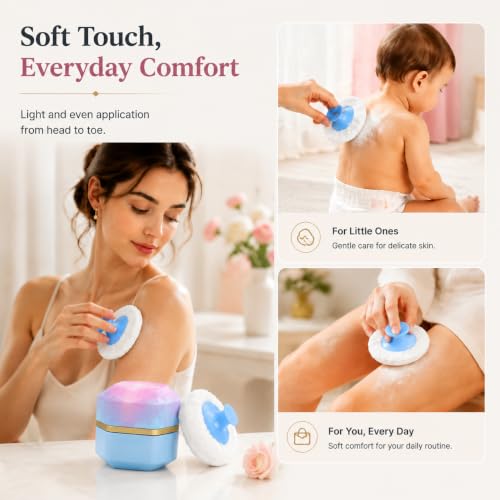 Portable Powder Puff Container with Soft Puff - 3.35" Blue