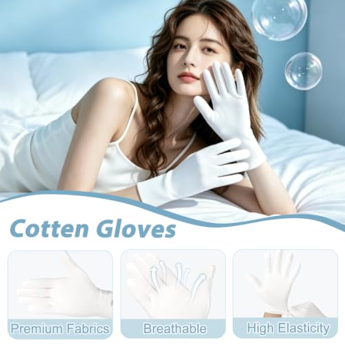 30 Pcs White Cotton Gloves for Eczema Relief & Moisturizing