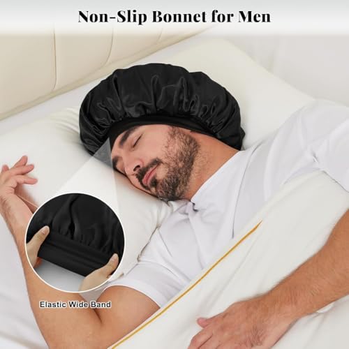 Satin Silk Bonnet for Men - Sleep Cap with Wide Band