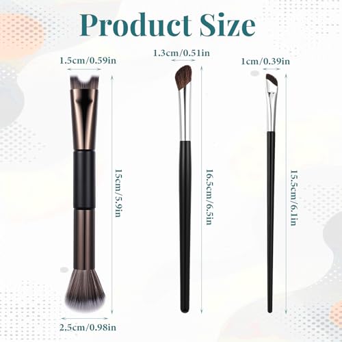 3-Piece Dual-End Nose Contour Brush Set for Sculpting & Blush