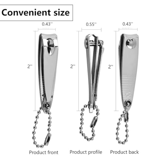 2'' Mini Stainless Steel Nail Clipper Set with File - 6 Pack