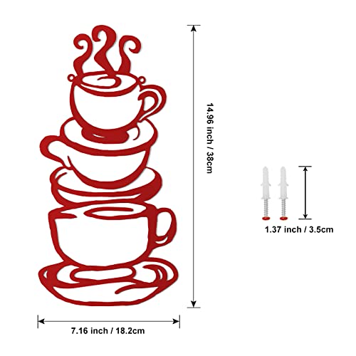 Lynicon Red Coffee Cup Metal Wall Art for Kitchen Decor