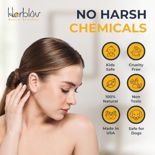 Herblov Organic Ear Oil for Ear Infections & Wax Removal - Safe for Kids & Pets