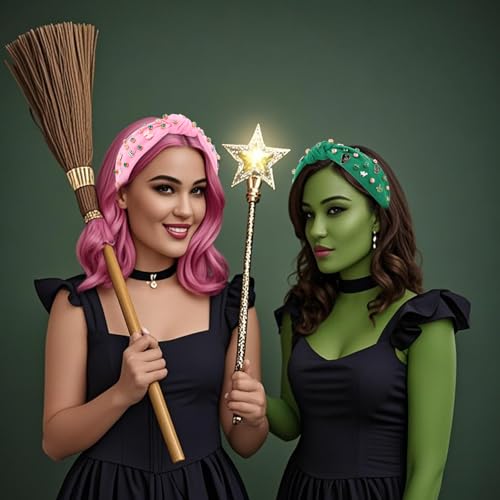 Witch Headband with Rhinestones, Knotted Halloween Costume Hair Accessory