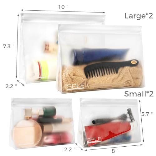 SPLF 4-Pack Leakproof Clear Toiletry Bags - TSA Approved Travel Set