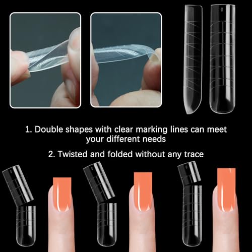 120 Pcs Poly Nail Extension Gel Forms - Coffin Shape with Scale