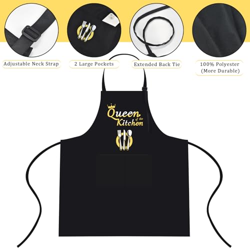Funny Black Cooking Chef Apron with Pockets | Waterproof & Adjustable