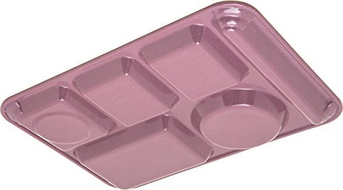 Left-Handed Carlisle Meal Tray with 6 Compartments - Rose Granite, 14 x 10 Inches
