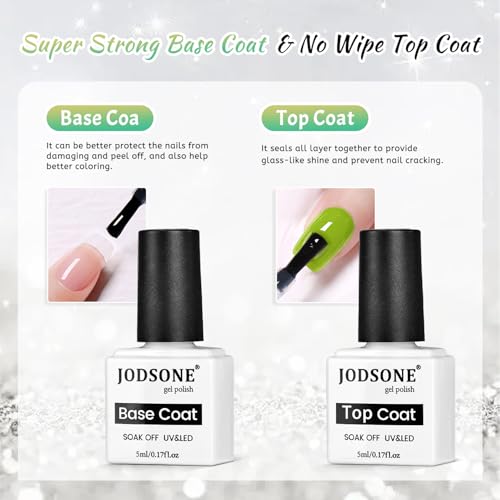 JODSONE 9-Color Jelly Gel Nail Polish Set with Base & Top Coat