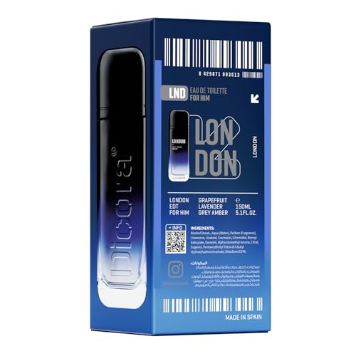 Dicora Urban Fit London Cologne for Men - EDT Spray with Grapefruit & Sea Notes - 5.07 oz, Variation: London