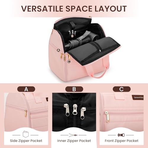 Wig Storage Bag for 3 Wigs - Pink Travel Organizer Case 12.6x9.8in