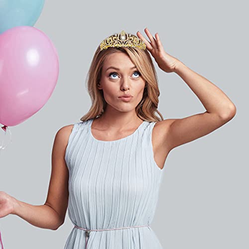 AOPRIE Gold King & Queen Tear Drop Tiara Crown Set for Weddings & Parties