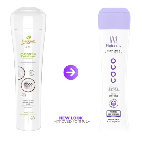 Naissant Coconut Hair Mask for Deep Repair & Hydration - Dry & Damaged Hair Treatment, Paraben-Free, 10.1 Fl Oz