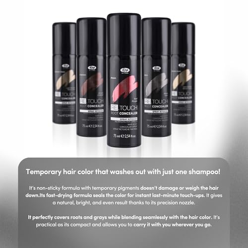 Lisap Brown Root Touch Up - Temporary Hair Color Spray 2.54 fl oz (Brown) for Quick Gray Coverage