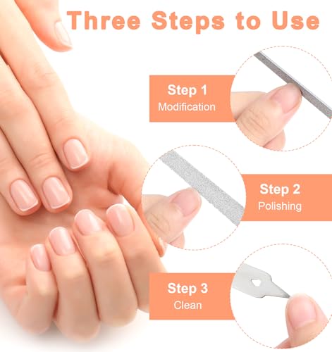 4 Pack Diamond Nail Files for Natural Nails - 6 Inch Professional Manicure Tools