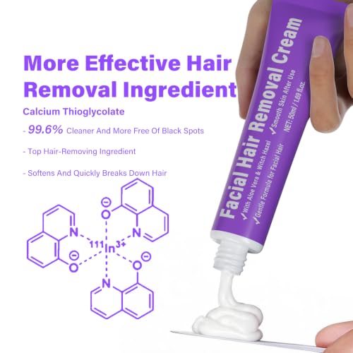 CHOWMI Sensitive Skin Facial Hair Removal Cream - Pack of 2, Includes Soothing Gel