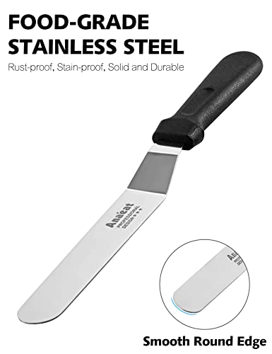 Anaeat Set of 3 Professional Angled Icing Spatulas - Stainless Steel Blades for Cake Decorating