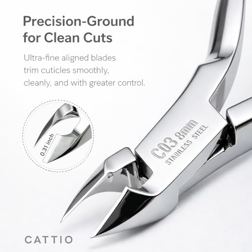 Cattio Professional Stainless Steel Cuticle Trimmer Set - Nippers, Pusher & Cutter for Home & Salon Use