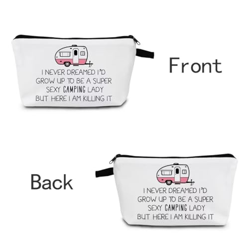 Super Sexy Camping Lady Makeup Bag - Compact Zipper Pouch