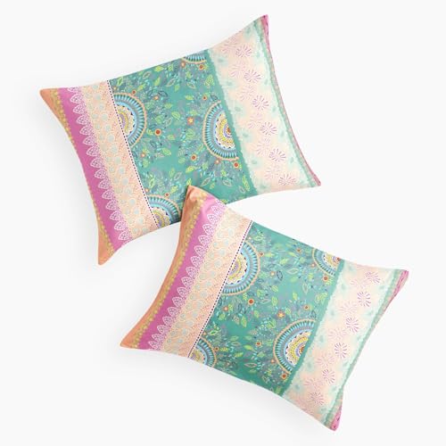 Boho Pillowcases Set of 2 - Colorful Medallion Pattern, King Size