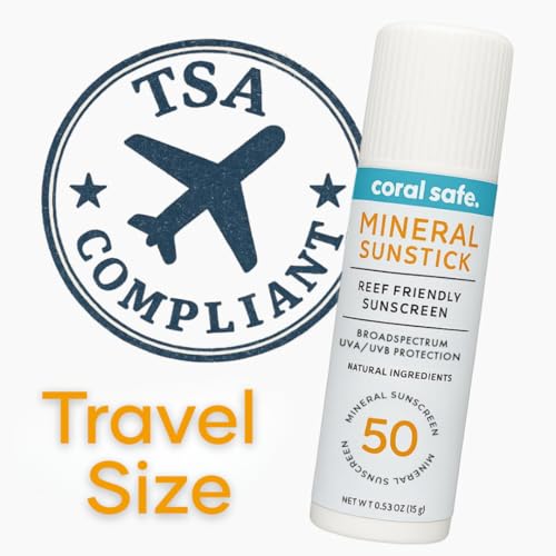Coral Safe Reef Safe Sunscreen SPF 50 Face Stick Travel Size 0.5oz Biodegradable Zinc Mineral