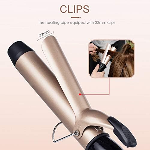 Curling Iron Set - 38mm Hair Curling Wand with Gloves & Comb | Instant Heat, LCD Display, Adjustable Temperature