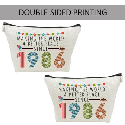1986 40th Birthday Makeup Bag for Women - Funny Gift, Travel Cosmetic Organizer