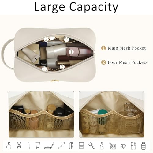 CLOUDWINGS Initial Double-Layer Makeup Bag - Waterproof Travel Organizer