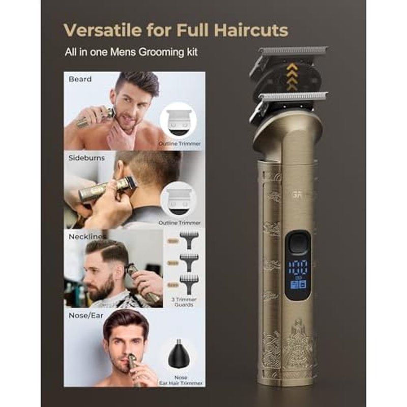 VGRPRO Hair Clippers for Men Professional, Cordless Hair Clippers for Hair Cutting, Mens Clippers and Trimmers Set, Electric Hair Trimmer for Men with Package Case (Gloden)